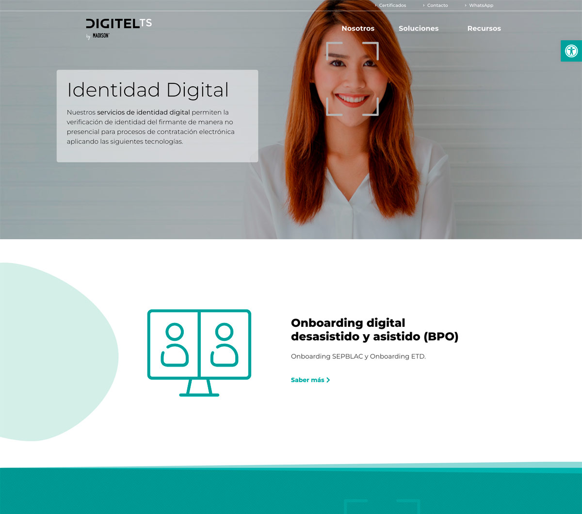 Web DigitelTS - Paginas Soluciones: "Identidad Digital"